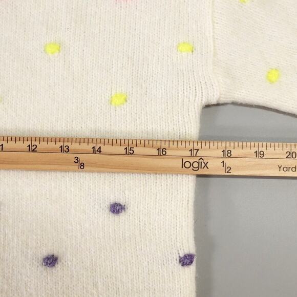 Loft Bobble Sweater Womens XXS Cream Gradient Polka Dot Knit Mock Neck 80s Retro - Picture 11 of 16